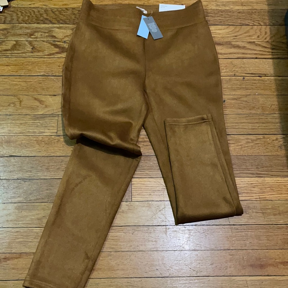 Suede leggings mid rise brown never worn with tags